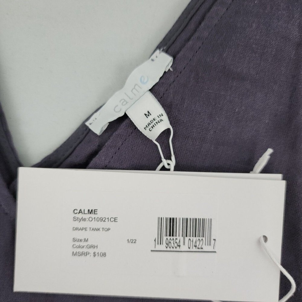 COPY - NEW Size Medium JOHNNY WAS CALME Double Gauze Drape Tank Top Gray Womens - Picture 3 of 9